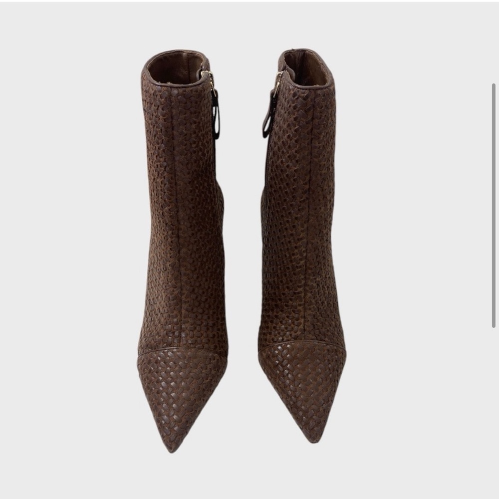 Alexandre Birman NEW Brown Woven Leather Myra Ankle Boots Size 36 1/2 - Picture 2 of 8